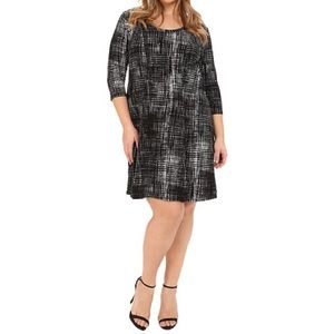NEW! Karen Kane 1X 3/4 Sleeve Black & White Dress